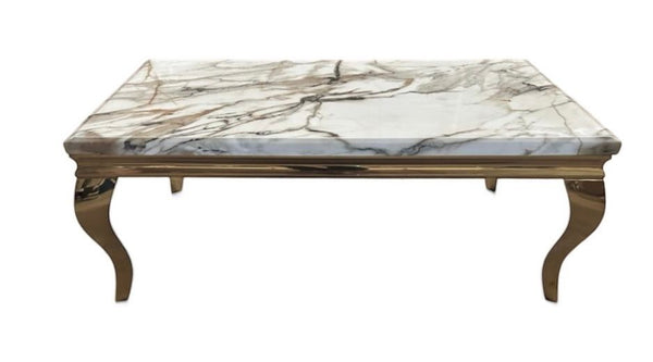 Louis Chrome & Gold Marble Coffee Table