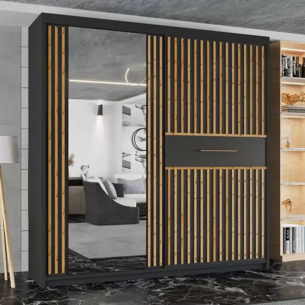 Estonia 2 Door Sliding Wardrobe Black 150/203cm