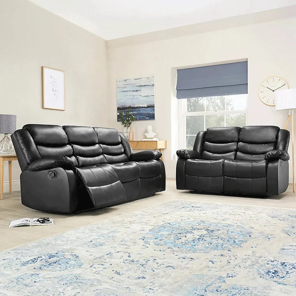 Roma Black, Gray & Brown Leather Electric Recliner Sofa