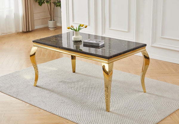 Clara Black & Gold Dining Table Shiny