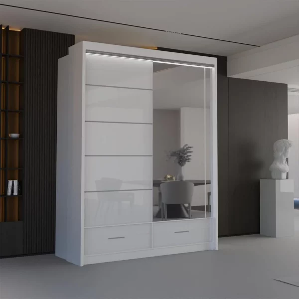SYCYLIA HIGH GLOSS White WARDROBE 150/208/255CM
