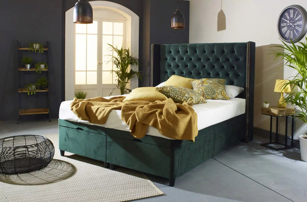 Elle Wing Floating Ottoman Bed Frame With Studs